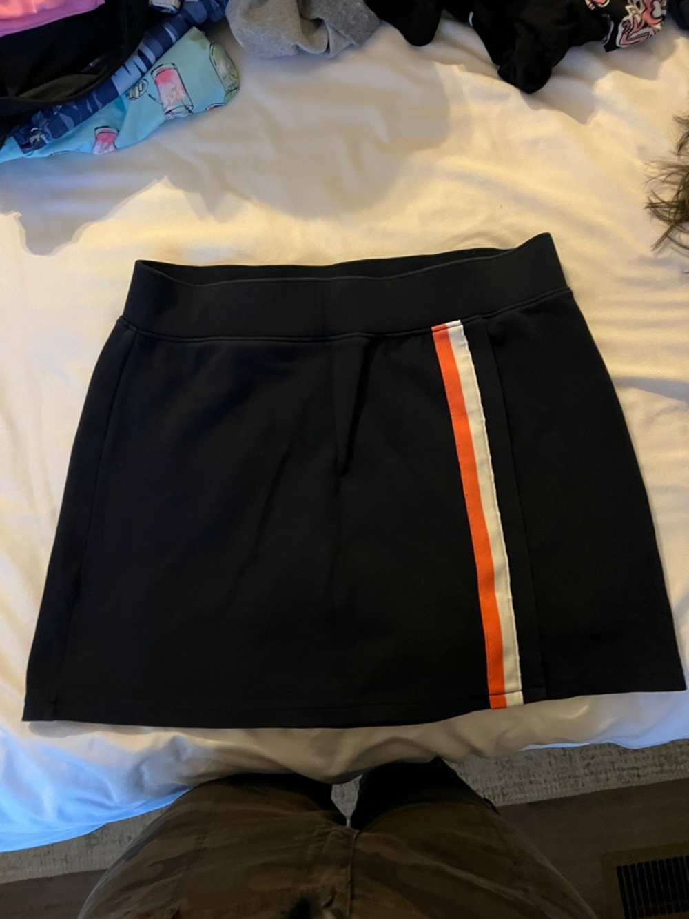 Talbots Navy Skort with pinkish/Orange and White Side Stripe